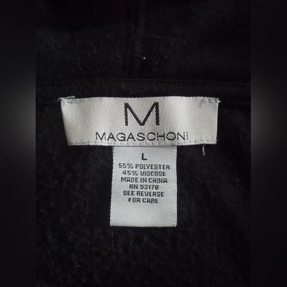 Magaschoni Black Ribbon Tie Hoodie Sweatshirt Large Luxury Loungewear - Picture 4 of 6